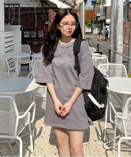 SONA（ソナ）の「SONYUNARA ステッチ半袖Tシャツ（Tシャツ/カットソー・レディース・アイボリー/ブラック/チャコールグレー/ブルー・FREE）」の6枚目の写真