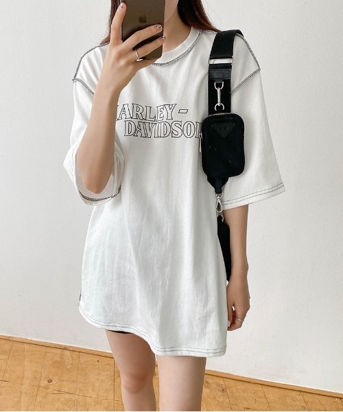 SONA（ソナ）の「SONYUNARA ステッチ半袖Tシャツ（Tシャツ/カットソー・レディース・アイボリー/ブラック/チャコールグレー/ブルー・FREE）」の20枚目の写真