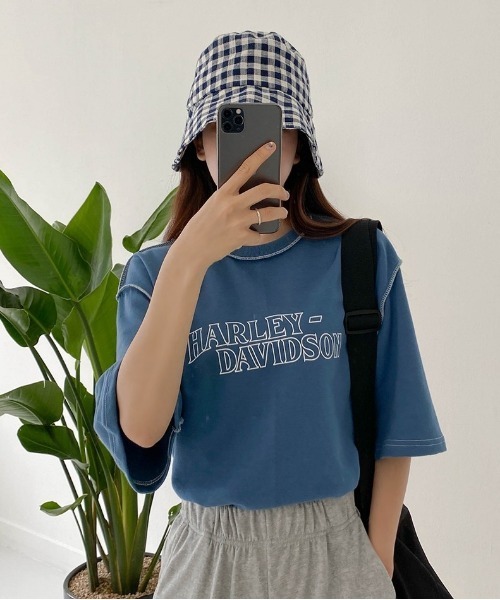 SONA（ソナ）の「SONYUNARA ステッチ半袖Tシャツ（Tシャツ/カットソー・レディース・アイボリー/ブラック/チャコールグレー/ブルー・FREE）」の11枚目の写真