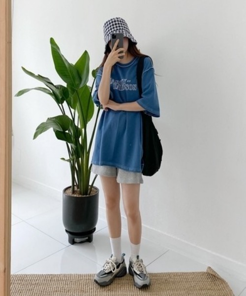 SONA（ソナ）の「SONYUNARA ステッチ半袖Tシャツ（Tシャツ/カットソー・レディース・アイボリー/ブラック/チャコールグレー/ブルー・FREE）」の17枚目の写真