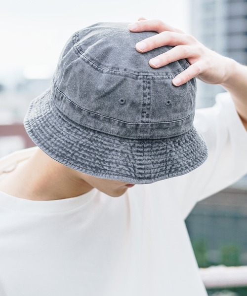 newhattan（ニューハッタン）の「NEWHATTAN ニューハッタン Bucket Hat -pigment dyed- ピグメントダイ バケットハット（ハット・メンズ・ブラック/バーガンディー/チャコール/ダークブラウン/グレー/ネイビー/オリーブ/オレンジ/ロイヤルブルー/サンドベージュ・FREE）」の4枚目の写真