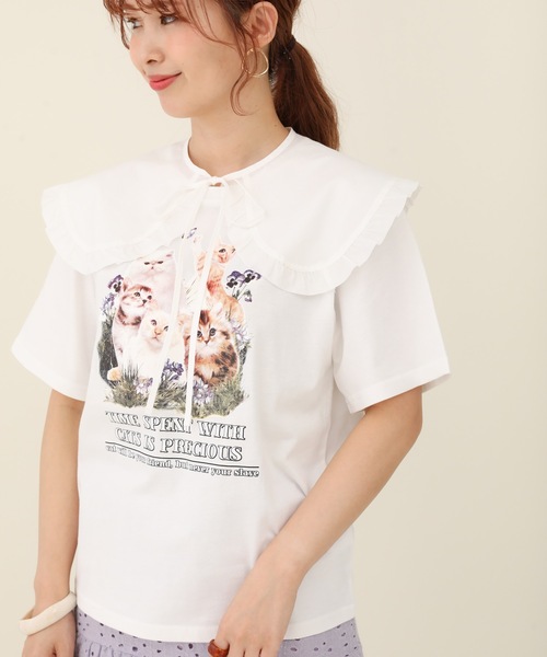sakishimatokyo(サキシマトーキョー)の「【ZOZO限定】サキシマamp「CATプリントTee」(Tシャツ/カットソー・レディース・ホワイト/ライトブルー/ブラック/アイボリー・FREE)」の5枚目の写真