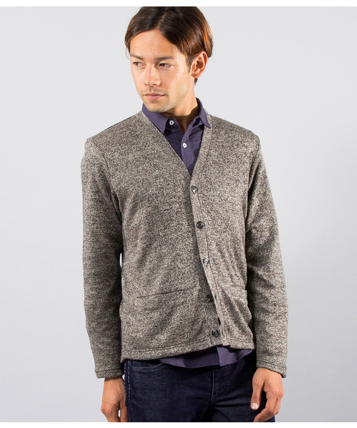 JUNRED（ジュンレッド）の「【JUNMEN】ニットライクＶカーディガン（カーディガン/ボレロ・メンズ・ダークブラック/カーキ/オレンジ・MEDIUM/LARGE）」の2枚目の写真