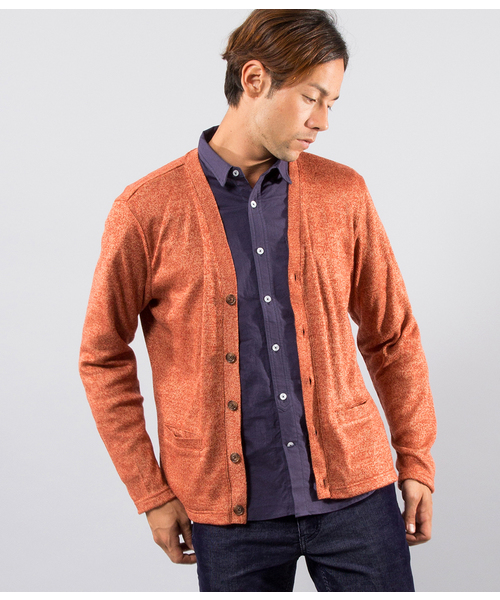 JUNRED（ジュンレッド）の「【JUNMEN】ニットライクＶカーディガン（カーディガン/ボレロ・メンズ・ダークブラック/カーキ/オレンジ・MEDIUM/LARGE）」の3枚目の写真