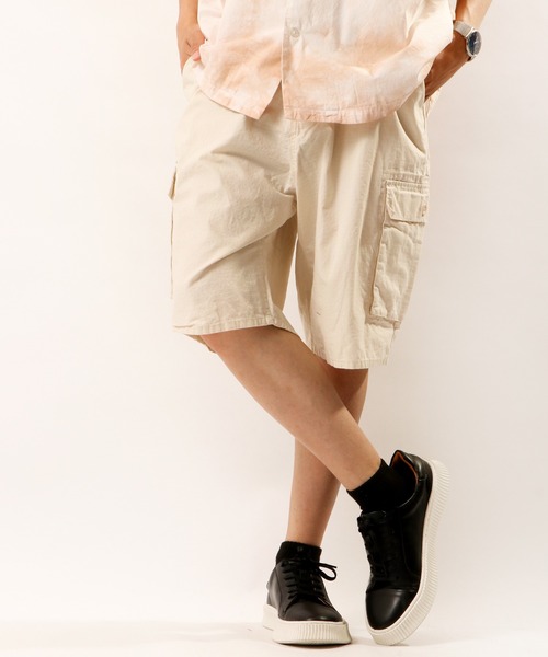 POWER TO THE PEOPLE(パワートゥーザピープル)の「【POWER TO THE PEOPLE】リップイージーカーゴショーツ(ショートパンツ/ハーフパンツ)(カーゴパンツ・メンズ・ブラック/アイボリー/ベージュ/カーキ・LL/M/L)」の9枚目の写真