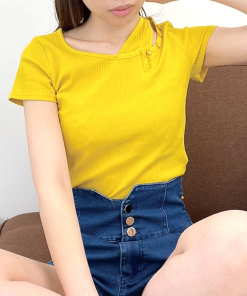 SPIGA（スピーガ）の「肩あき釦デザインリブニット（ニット/セーター・レディース・ホワイト/ピンク/イエロー・FREE）」の8枚目の写真