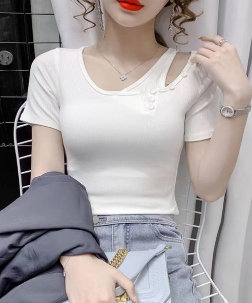 SPIGA（スピーガ）の「肩あき釦デザインリブニット（ニット/セーター・レディース・ホワイト/ピンク/イエロー・FREE）」の11枚目の写真