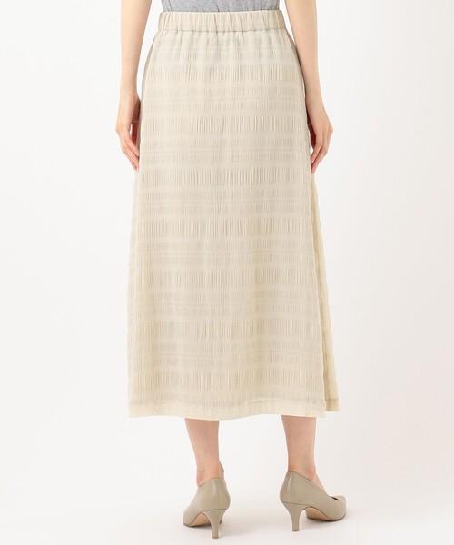 J.PRESS Ladies（J.プレス レディス）の「【洗える】シャーリングシャドーボーダー スカート（スカート・レディース・アイボリー系/ネイビー系・XS）」の4枚目の写真