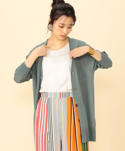 NOLLEY’S Sophi(ノーリーズソフィ)の「セーターマシーンVネックカーディガン(カーディガン/ボレロ・レディース・ホワイト/ライトブルー/グレー・38)」の8枚目の写真