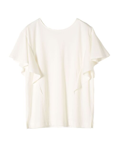 SHIPS(シップス)の「【WEB限定】布帛ライクフリルスリーブカットソー◆(Tシャツ/カットソー・レディース・オフホワイト/ブラック/ライトグレー/オリーブ・ONE SIZE)」の5枚目の写真