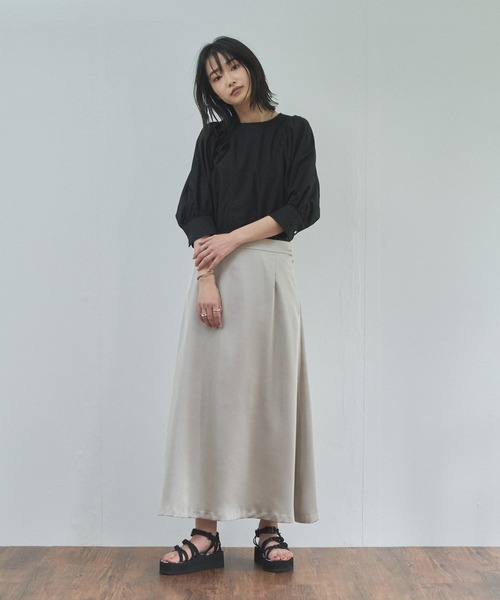 audrey and john wad（オードリーアンドジョンワッド）の「サテンツイル フレアスカート（スカート・レディース・ライトグレー/ブラック/アイボリー・S/M）」の20枚目の写真