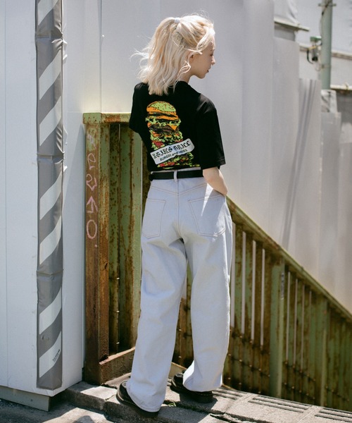 X-girl（エックスガール）の「HAMBURGER S/S TEE（Tシャツ/カットソー・レディース・ブラック/ホワイト/イエロー・L/XL/M/S）」の21枚目の写真