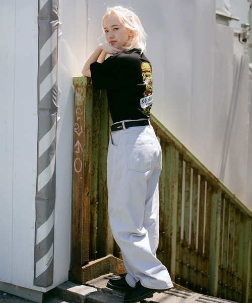 X-girl（エックスガール）の「HAMBURGER S/S TEE（Tシャツ/カットソー・レディース・ブラック/ホワイト/イエロー・L/XL/M/S）」の20枚目の写真