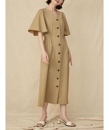 リネンライクVネックワンピース