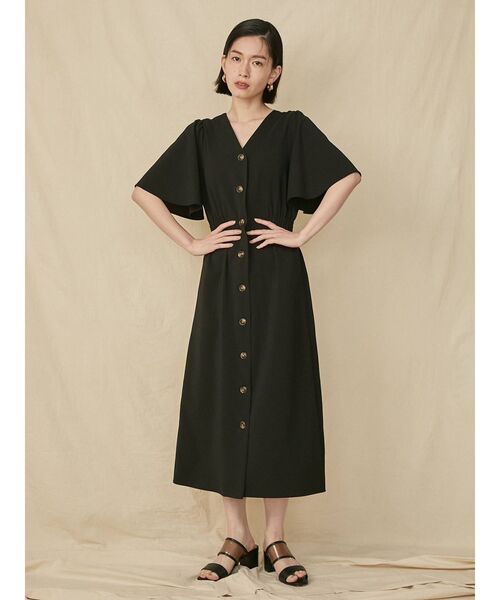 COTORICA(コトリカ)の「リネンライクVネックワンピース(ワンピース・レディース・ブラック/ベージュ/ダークオレンジ・FREE)」の6枚目の写真