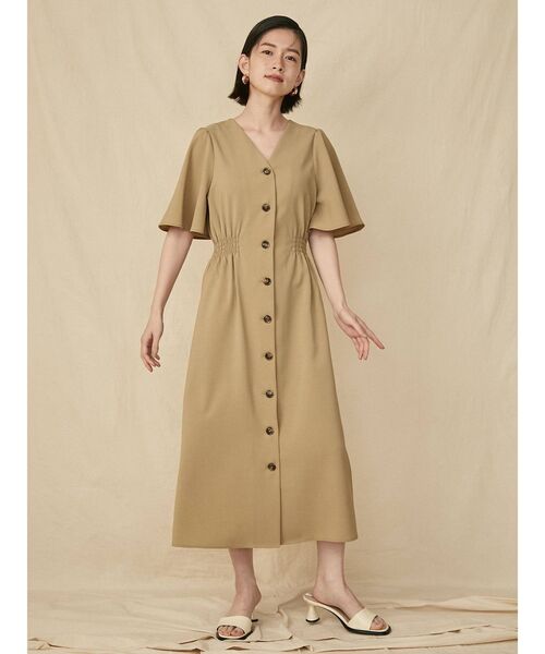 COTORICA(コトリカ)の「リネンライクVネックワンピース(ワンピース・レディース・ブラック/ベージュ/ダークオレンジ・FREE)」の12枚目の写真