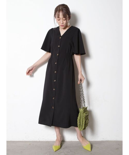 COTORICA(コトリカ)の「リネンライクVネックワンピース(ワンピース・レディース・ブラック/ベージュ/ダークオレンジ・FREE)」の14枚目の写真