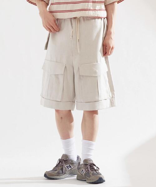 UNPERFECT（アンパーフェクト）の「[WEB限定] UNPERFECT LINEN SHORT PANTS（カーゴパンツ・メンズ・ホワイト/キナリ・4/3）」の2枚目の写真