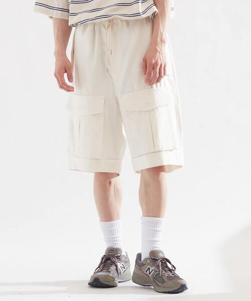 UNPERFECT（アンパーフェクト）の「[WEB限定] UNPERFECT LINEN SHORT PANTS（カーゴパンツ・メンズ・ホワイト/キナリ・4/3）」の3枚目の写真