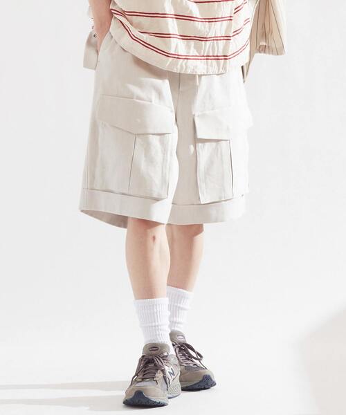 UNPERFECT（アンパーフェクト）の「[WEB限定] UNPERFECT LINEN SHORT PANTS（カーゴパンツ・メンズ・ホワイト/キナリ・4/3）」の7枚目の写真