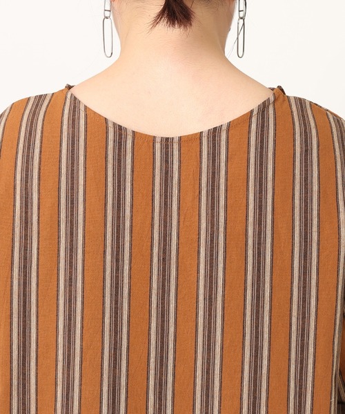 Simplicite(サンプリシテ)の「マルチストライプラッフルワンピース◆(ワンピース・レディース・オレンジ/グリーン・FREE)」の21枚目の写真