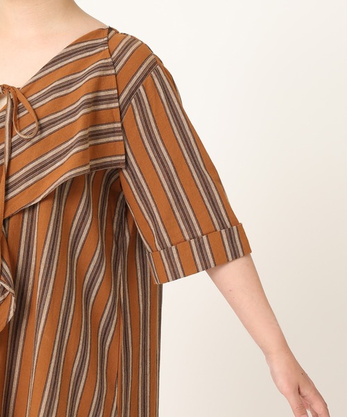 マルチストライプラッフルワンピース ワンピース Simplicite シンプリシテェ のファッション