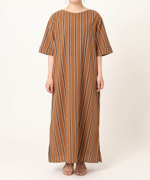 Simplicite(サンプリシテ)の「マルチストライプラッフルワンピース◆(ワンピース・レディース・オレンジ/グリーン・FREE)」の12枚目の写真