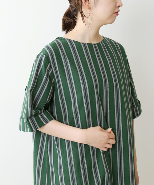 Simplicite(サンプリシテ)の「マルチストライプラッフルワンピース◆(ワンピース・レディース・オレンジ/グリーン・FREE)」の13枚目の写真