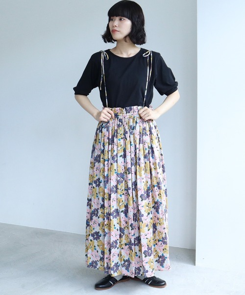 bulle de savon（ビュルデサボン）の「sunset flowerプリント ムームー