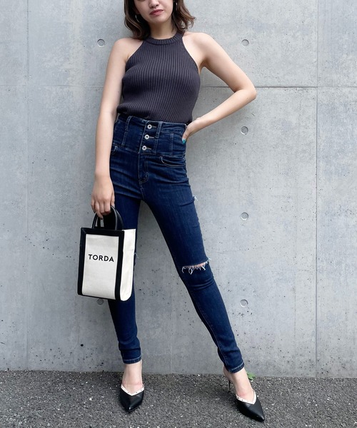 SPIRALGIRL(スパイラルガール)の「アメスリリブニット(ニット/セーター・レディース・ブラック/ブラウン/オフホワイト・FREE)」の9枚目の写真