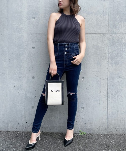 SPIRALGIRL(スパイラルガール)の「アメスリリブニット(ニット/セーター・レディース・ブラック/ブラウン/オフホワイト・FREE)」の10枚目の写真