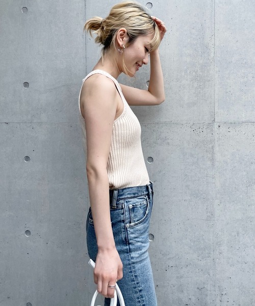 SPIRALGIRL(スパイラルガール)の「アメスリリブニット(ニット/セーター・レディース・ブラック/ブラウン/オフホワイト・FREE)」の14枚目の写真