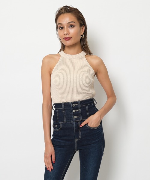 SPIRALGIRL(スパイラルガール)の「アメスリリブニット(ニット/セーター・レディース・ブラック/ブラウン/オフホワイト・FREE)」の6枚目の写真