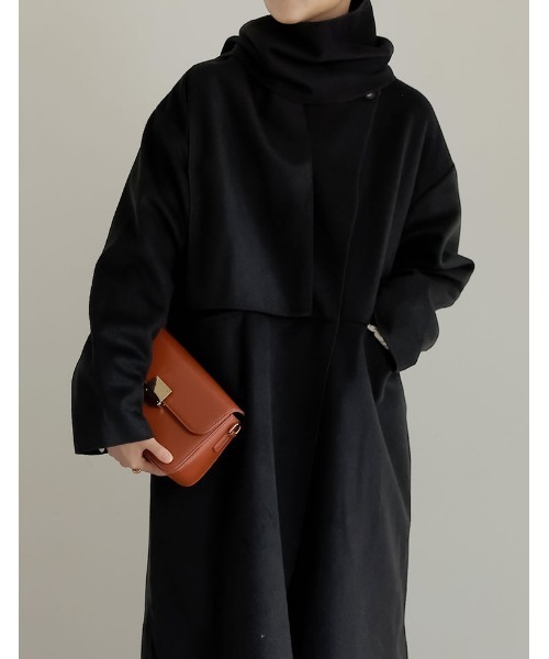 Re:EDIT（リエディ）の「[低身長/高身長サイズ有][2点セット]カットメルトンマフラー付きロングコート（チェスターコート・レディース・ベージュ/グリーン/モカ/ブラック・LARGE/MEDIUM/TALL/SHORT）」の6枚目の写真