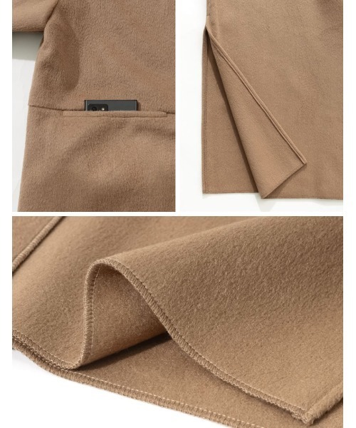 Re:EDIT（リエディ）の「[低身長/高身長サイズ有][2点セット]カットメルトンマフラー付きロングコート（チェスターコート・レディース・ベージュ/グリーン/モカ/ブラック・LARGE/MEDIUM/TALL/SHORT）」の21枚目の写真