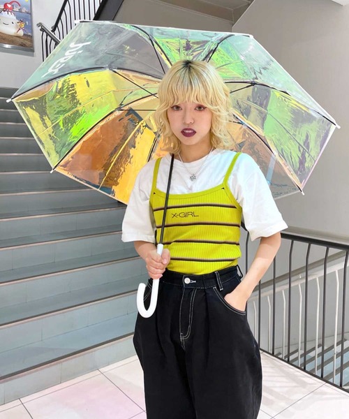 X-girl（エックスガール）の「MILLS LOGO SHINY UMBRELLA（長傘）」 - WEAR