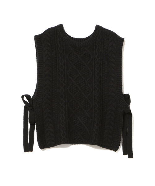 BEAMS BOY(ビームスボーイ)の「BEAMS BOY / アラン サイド リボン ベスト(ベスト・レディース・ベージュ/オフホワイト/ブラック・ONE SIZE)」の18枚目の写真