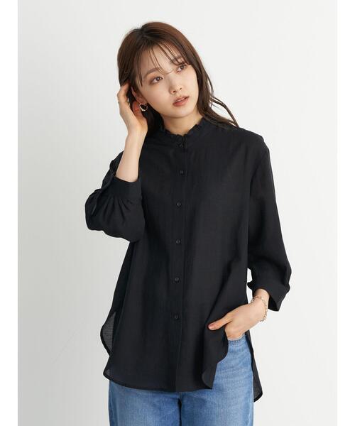 earth music&ecology(アースミュージックアンドエコロジー)の「シアーフリルシャツ *(シャツ/ブラウス・レディース・ブラウン/オフホワイト/ミント/ブラック/ライトベージュ/ライトピンク・FREE)」の9枚目の写真