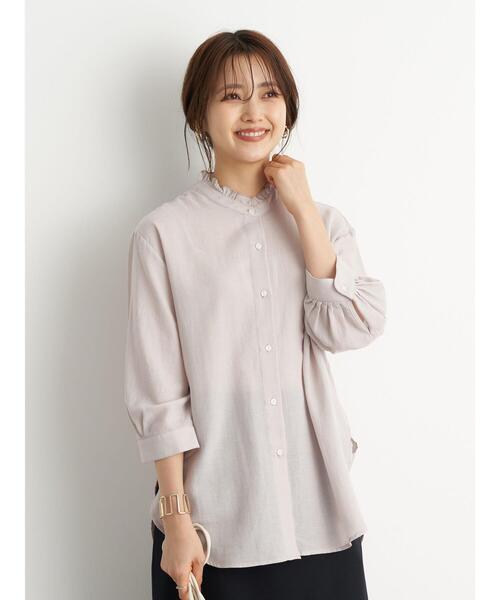 earth music&ecology(アースミュージックアンドエコロジー)の「シアーフリルシャツ *(シャツ/ブラウス・レディース・ブラウン/オフホワイト/ミント/ブラック/ライトベージュ/ライトピンク・FREE)」の8枚目の写真