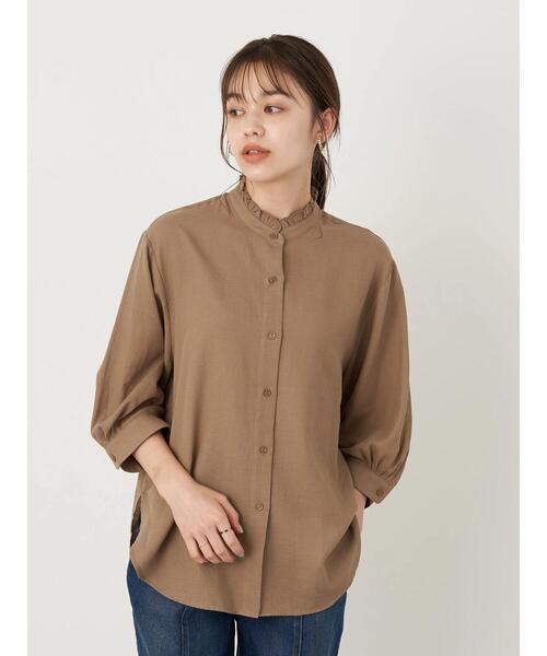 earth music&ecology(アースミュージックアンドエコロジー)の「シアーフリルシャツ *(シャツ/ブラウス・レディース・ブラウン/オフホワイト/ミント/ブラック/ライトベージュ/ライトピンク・FREE)」の11枚目の写真