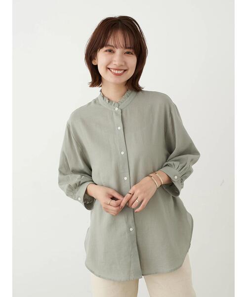 earth music&ecology(アースミュージックアンドエコロジー)の「シアーフリルシャツ *(シャツ/ブラウス・レディース・ブラウン/オフホワイト/ミント/ブラック/ライトベージュ/ライトピンク・FREE)」の12枚目の写真