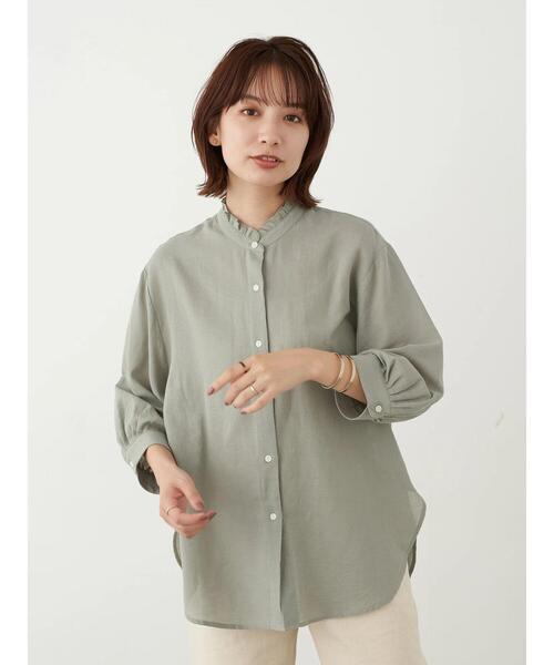 earth music&ecology(アースミュージックアンドエコロジー)の「シアーフリルシャツ *(シャツ/ブラウス・レディース・ブラウン/オフホワイト/ミント/ブラック/ライトベージュ/ライトピンク・FREE)」の14枚目の写真