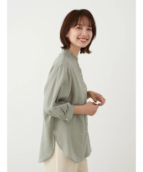 earth music&ecology(アースミュージックアンドエコロジー)の「シアーフリルシャツ *(シャツ/ブラウス・レディース・ブラウン/オフホワイト/ミント/ブラック/ライトベージュ/ライトピンク・FREE)」の15枚目の写真