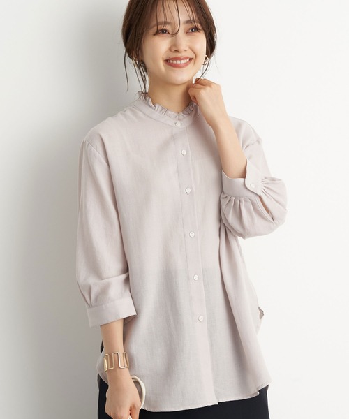 earth music&ecology(アースミュージックアンドエコロジー)の「シアーフリルシャツ *(シャツ/ブラウス・レディース・ブラウン/オフホワイト/ミント/ブラック/ライトベージュ/ライトピンク・FREE)」の6枚目の写真