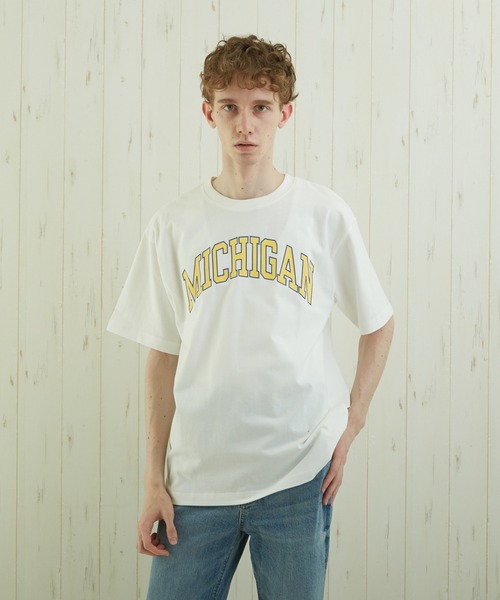TONE SELECT WEAR(トーンセレクトウェア)の「【TONE BY AS】カレッジプリントTEE(BL)(Tシャツ/カットソー・メンズ・ホワイト/ブラック/杢グレー・MEDIUM/LARGE)」の1枚目の写真