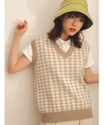 千鳥柄ニットベスト
