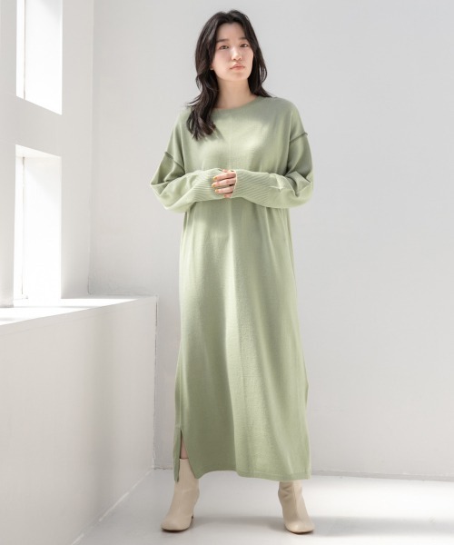 LOWRYS FARM（ローリーズファーム）の「ニットリンキングワンピース　959956（ワンピース・レディース・アイボリー/ブラック/ダークブラウン/グリーン・FREE）」の15枚目の写真