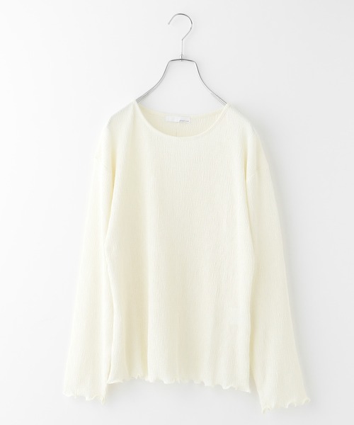 GLOBAL WORK(グローバルワーク)の「楊柳プルオーバー長袖/229821(Tシャツ/カットソー・レディース・ブラック/オフホワイト/ライトグリーン・FREE)」の2枚目の写真