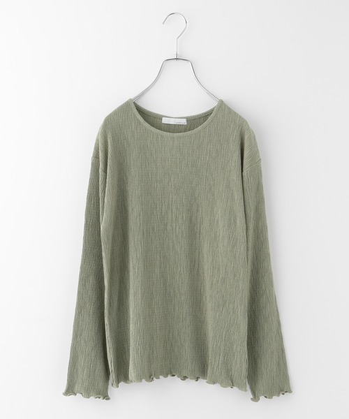 GLOBAL WORK(グローバルワーク)の「楊柳プルオーバー長袖/229821(Tシャツ/カットソー・レディース・ブラック/オフホワイト/ライトグリーン・FREE)」の1枚目の写真