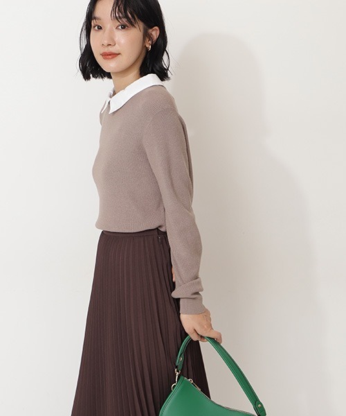 NATURAL BEAUTY BASIC（ナチュラルビューティーベーシック）の「カラードッキングニット（ニット/セーター・レディース・ベージュ/ピンク/ネイビー・MEDIUM）」の2枚目の写真